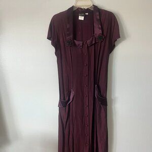 Vintage 1940's Style Burgandy Rayon Dress by Wild Rose - Size 10